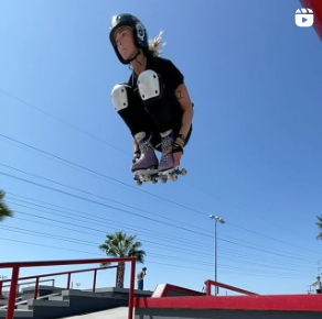 Becca jumping through the air using our Flash Lightning ceramic bearings