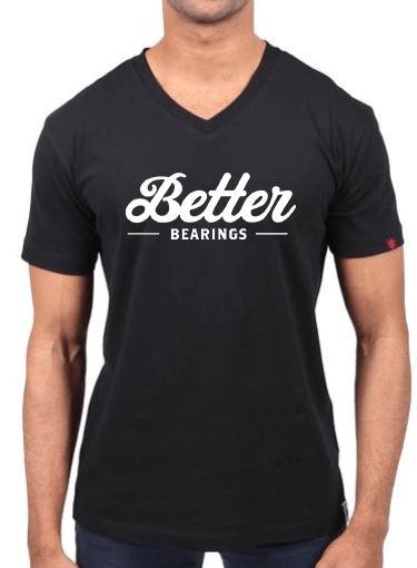 Unisex Black V-Neck Organic Fairtrade Better Bearings Tee, T-SHIRT - Better Bearings